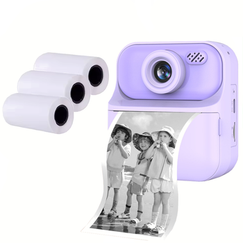 Дитячий фотоапарат миттєвого друку з фронтальною камерою print camera Фіолетовий