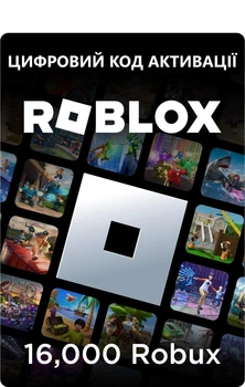 Картка поповнення Roblox Gift Card 16000 Robux | Роблокс 16000 Робукс (цифровий код активації)