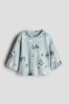 Футболка-лонгслів бавовняний трикотажний для хлопчика H&M 1245884-004 074 см (6-9 months) бірюза
