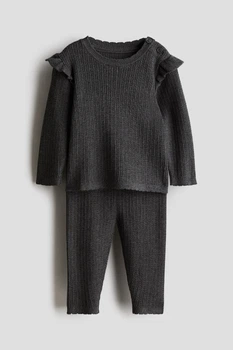 Костюм (джемпер и лосины) для девочки H&M Regular fit 1238954-001 068 см (3-6 months) графитовый