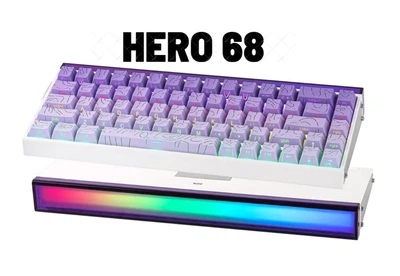 Игровая Клавиатура AULA HERO 68 HE Purple Магнитные Свитчи. Проводная 8000Hz/s. RGB Панель, 68 keys, Switch 0.1mm. Rapid Trigger