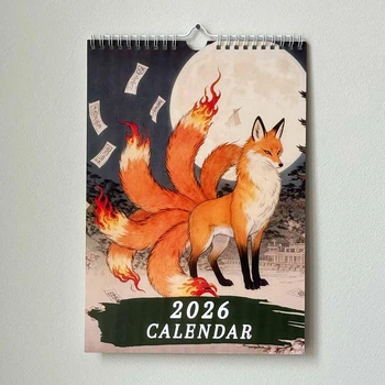 Настенный календарь 2026 Кицуне под полной луной