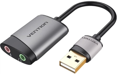 Адаптер Vention USB External Sound Card 0.15 м Gray Metal Type (CDKHB)