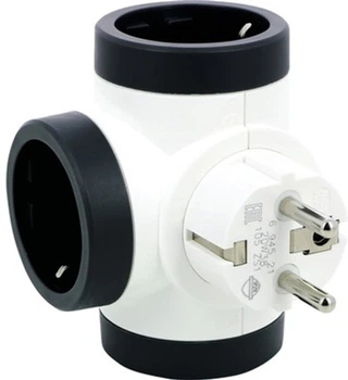 Блок Legrand Преміум поворотний 3х2К+C бічні розетки Білий/Чорний (3414971944640)