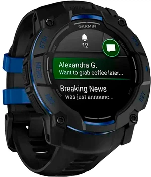 Smartwatch Garmin Instinct 3 50mm AMOLED Black with Bolt Blue Accents (010-03020-03)