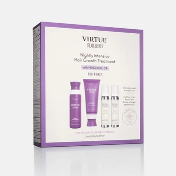 Набор для роста волос Virtue Flourish с миноксидилом 5% (шампунь кондиционер пена) для женщин