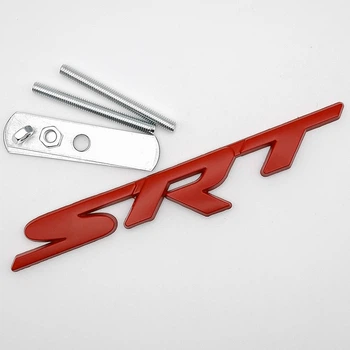 Емблема решітки радіатора SRT Jeep Dodge Chrysler (метал, червоний, матовий) 14,3*1,7 см
