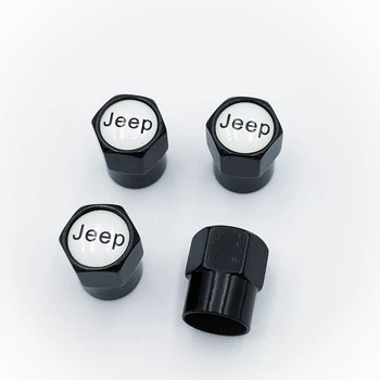 Захисні ковпачки на ніпелі JEEP (Джип) CountryMan 4 шт Білий фон Чорні