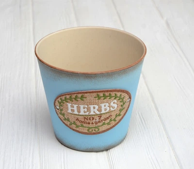 Декоративне пластикове кашпо Herbs 11,5*13 см голубий 1 шт