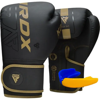 Рукавички боксерські з капою RDX F6 Kara Matte розмір 14 унцій, чорно-золотисті