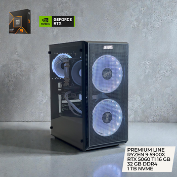 Игровой премиум ПК AMD Ryzen 9 5900X / NVIDIA RTX 5060 TI 16 GB / 32 GB DDR4 / 1 TB SSD M2 NVME / ASUS PRIME AMD 570P / CHIEFTEC POLARIS 750W / QUBE NEPTUNE