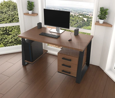Комп'ютерний стіл з натурального дерева Mister Loft Джорджія Wood 120*60*75 Махагон Світлий Махагон Світлий - Чорний (22100001)