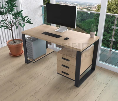 Комп'ютерний стіл з натурального дерева Mister Loft Остін Wood 160*60*75 Карамель Світла Карамель Світла - Чорний (22200991)