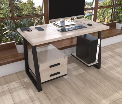 Комп'ютерний стіл з натурального дерева Mister Loft Сідней Wood 170*80*75 Світле Дерево Світле Дерево - Чорний (22131381)