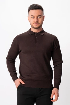 Джемпер поло трикотаж KOR 0207 Темно-коричневий (977/brown) 3XL