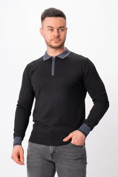 Джемпер поло трикотаж KOR 0078 Чорно-сірий (BLACK) 3XL