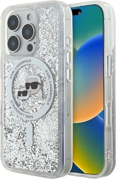 Панель Karl Lagerfeld Liquid Glitter Karl&Choupette Head Magsafe для iPhone 16 Pro Max Transparent (3666339319151)