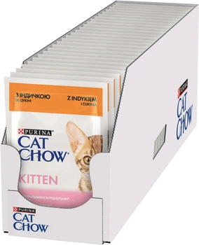 Корм Purina Cat Chow Kitten шматочки в желе з індичкою і цукіні 85 г