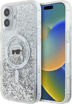 Панель Karl Lagerfeld Liquid Glitter Karl Head Magsafe для iPhone 16 Transparent (3666339319168)