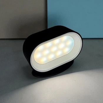 Настенный аккумуляторный сенсорный LED светильник с ДУ и вращением на 360° овальный черный