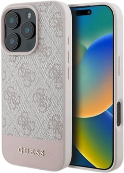 Панель Guess 4G Bottom Stripe для Apple iPhone 16 Pro Max Pink (GUHCP16XG4GLPI)