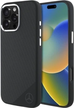 Панель Mercedes-Benz Silicone Tonal Logo Wood Pattern MagSafe для Apple iPhone 16 Pro Max Black (MEHMP16X23SUGDK)