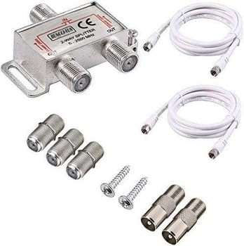 Спутниковый сплиттер RUNCCI-YUN 2-way (5-2500MHz), разветвитель ТВ антенны, с кабелями