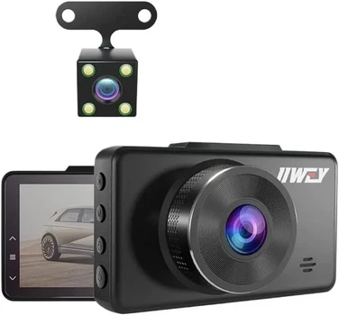 IIWEY - Двойная камера на панели приборов автомобиля 2K и 1080P, 6 ИК-фонари ночного видения, фронтальная и задняя камера 1440P