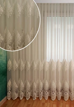 Тюль з купоном Декор-Ін Індіана Білий з вишивкою на бамбуку 400х245 (Vi200540)(ROZ6400051999)