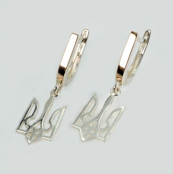 Серебряные серьги герб Украины Silver Style 243с