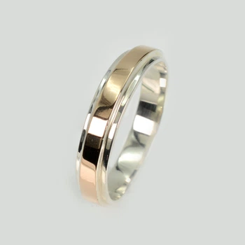 Срібне обручальне кільце з золотими накладками Silver Style ОБР4