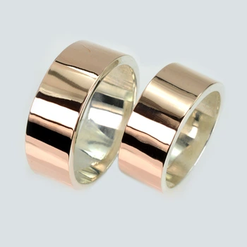 Пара серебряных обручальных колец с пластинами золота Silver Style Обр47Обр47