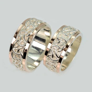 Пара срібних обручальних кілець з пластинами золота Silver Style Обр45Обр45