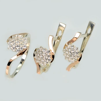 Серебряный комплект с золотыми пластинами Silver Style 188