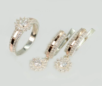 Серебряный комплект с золотыми пластинами Silver Style 175