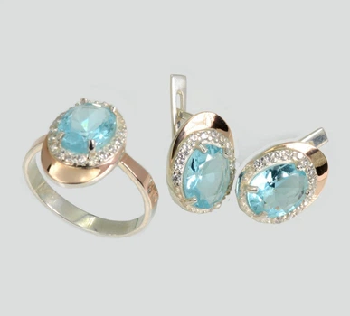 Серебряный комплект с золотыми пластинами Silver Style 180