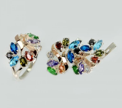 Серебряный комплект с золотыми пластинами Silver Style 133