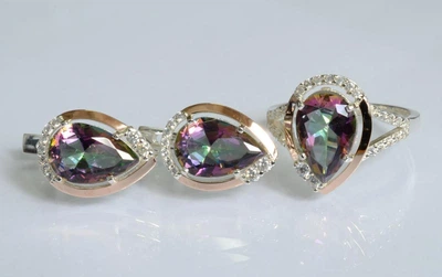 Серебряный комплект с золотыми пластинами Silver Style 185