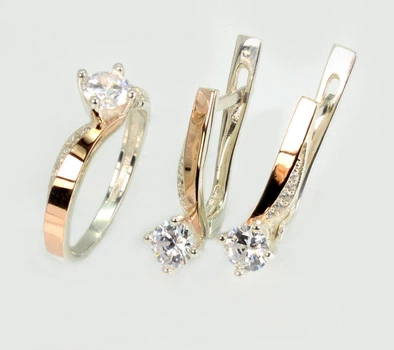 Серебряный комплект с золотыми пластинами Silver Style 187