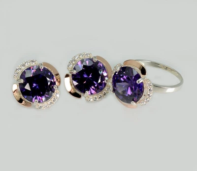 Серебряный комплект с золотыми пластинами Silver Style 212