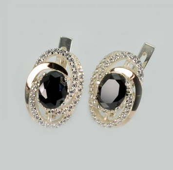 Срібні сережки з сапфіром та фіанітами Silver Style 213с