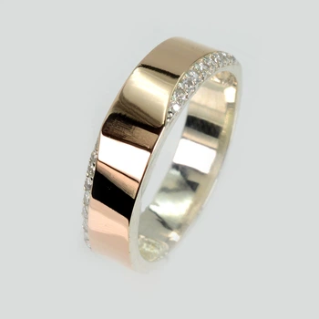 Обручальное кольцо серебро с золотом Silver Style Обр32