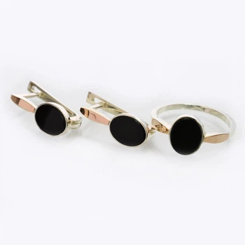 Серебряный комплект с золотыми пластинами Silver Style 261