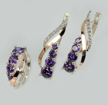 Серебряный комплект с золотыми пластинами Silver Style 231
