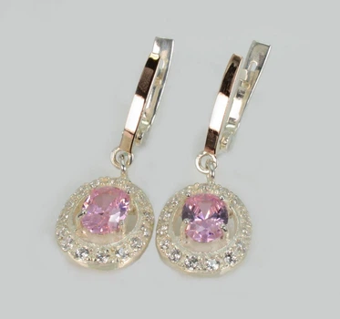 Срібні сережки з топазом і фіанітами Silver Style 023с