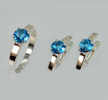 Серебряный комплект с золотыми пластинами Silver Style 18