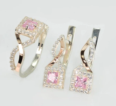Серебряный комплект с золотыми пластинами Silver Style 190
