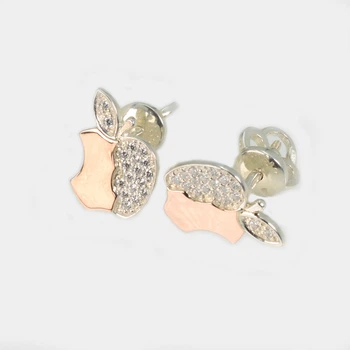 Серьги гвоздики из серебра с золотыми вставками Silver Style Вк 2