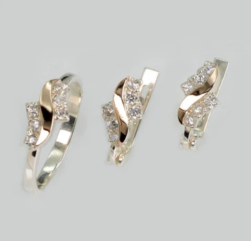 Серебряный комплект с золотыми пластинами Silver Style 218