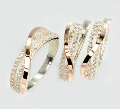Серебряный комплект с золотыми пластинами Silver Style 139